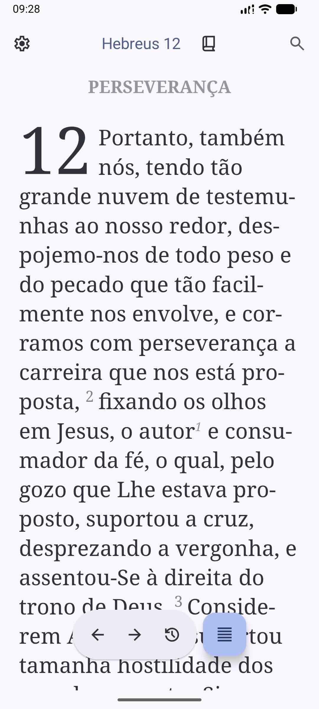 Interface de leitura da Bíblia Bereia