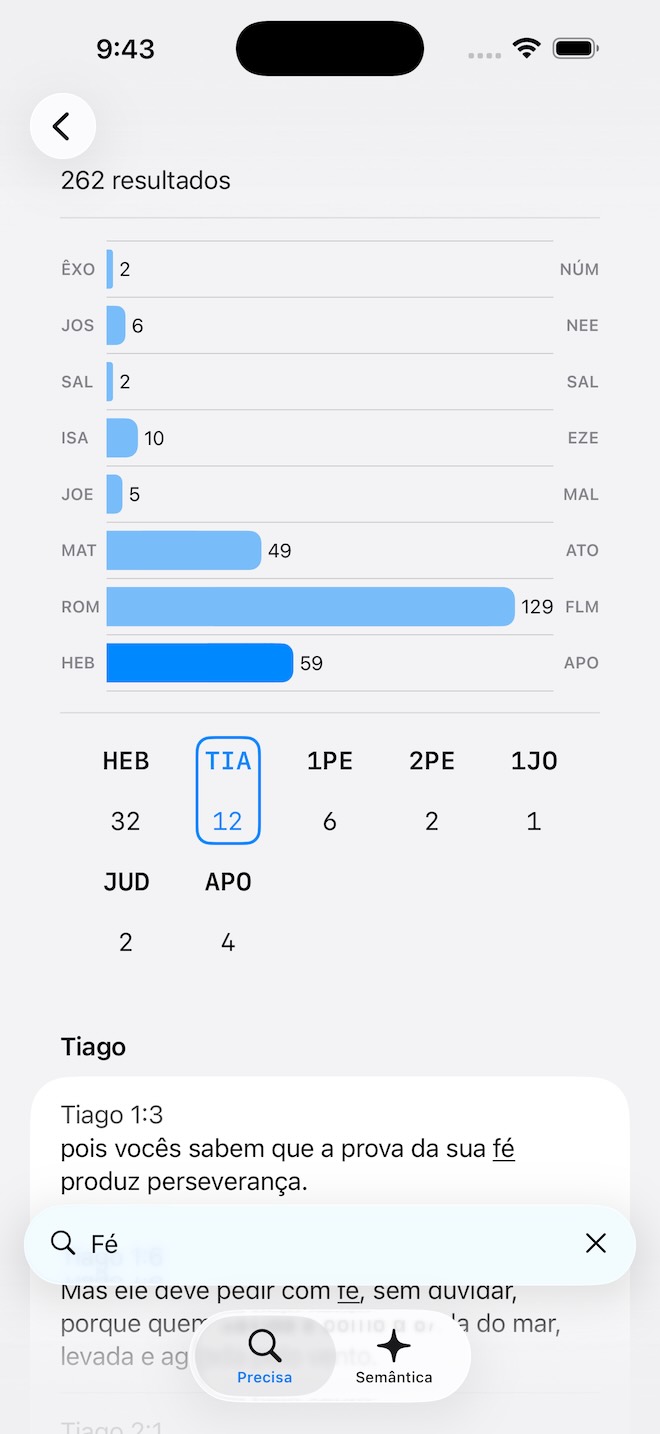 Interface de pesquisa mostrando resultados