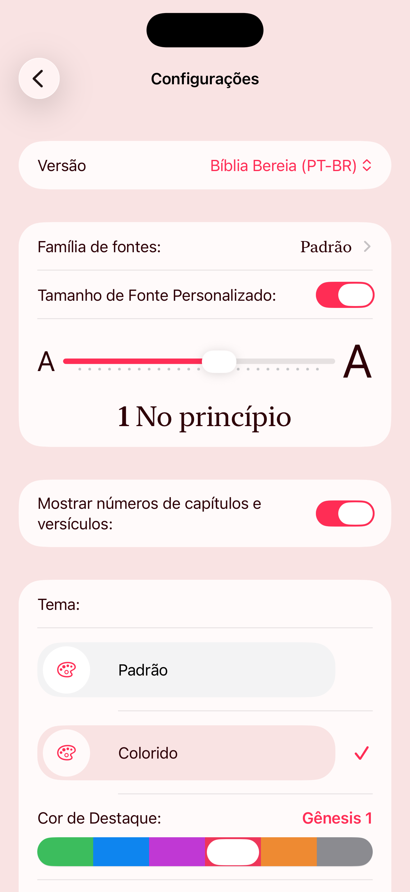 Configurações de personalização