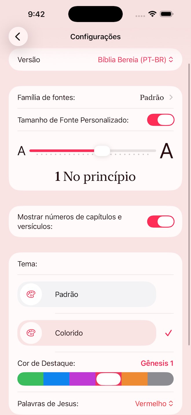 Configurações de personalização